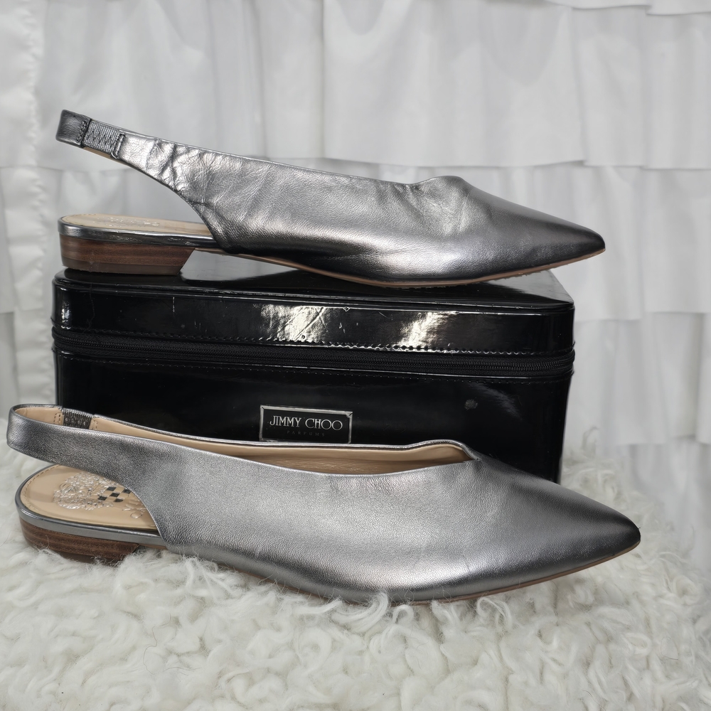 Vince Camuto Metallic Silver Women's Slingback Flats